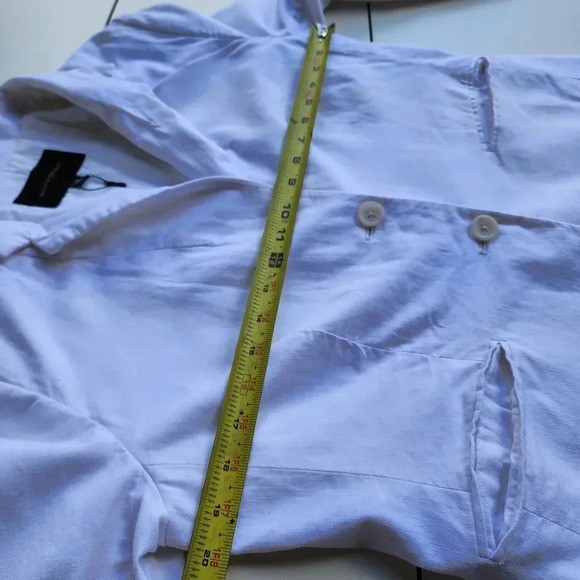 Banana Republic Blazer Womens  White Linen Blend Lightweight Butron Jacket Sz 14 - Picture 9 of 12